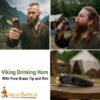 Viking rinking Horn valknut engraving wth brass tip and rim-60544 6 Viking Drinking Horn