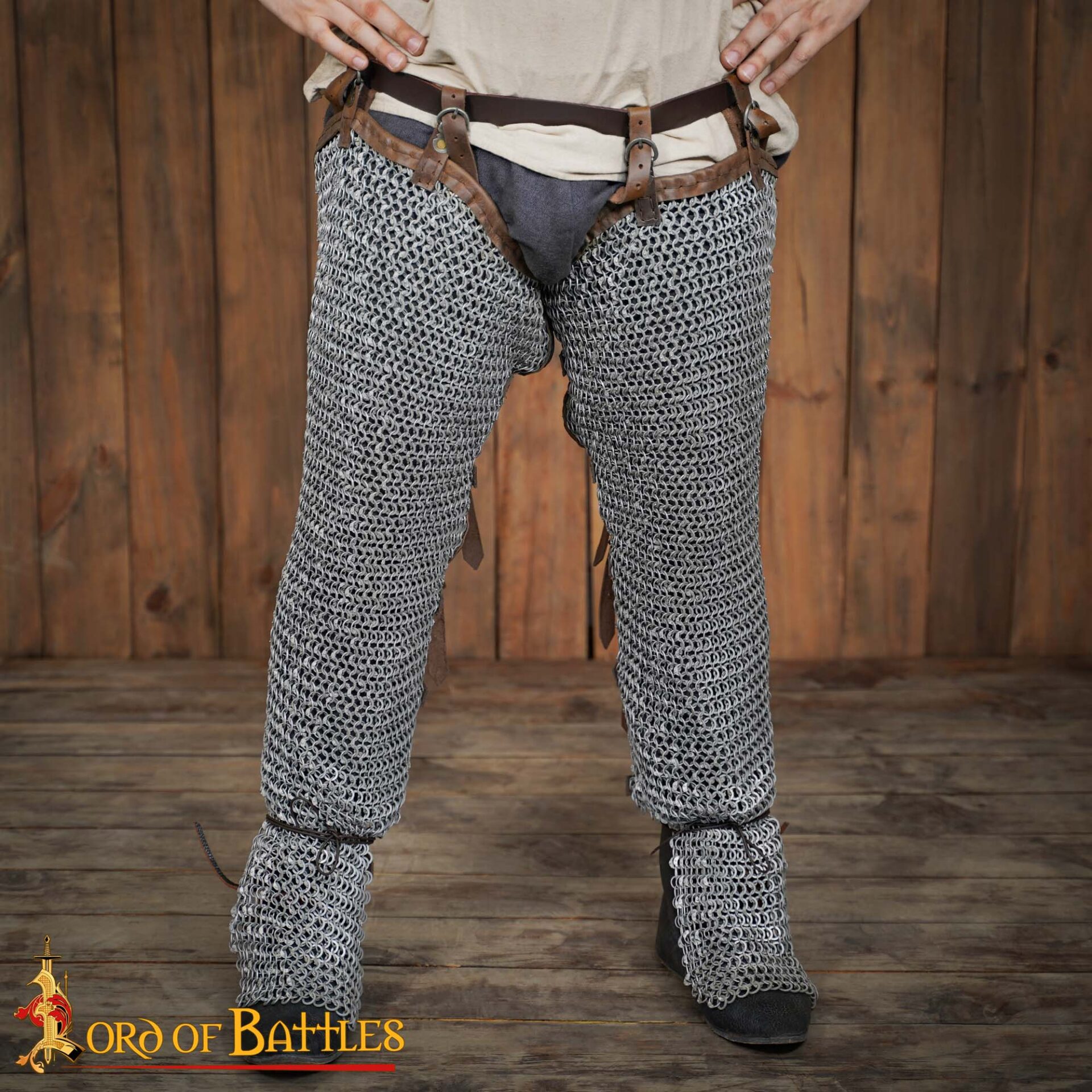 Chainmail Leggings Chausses Hoses – 10mm Riveted Round Ring – 16 Gauge, Aluminium – Ideal for Full Body Armor Sets