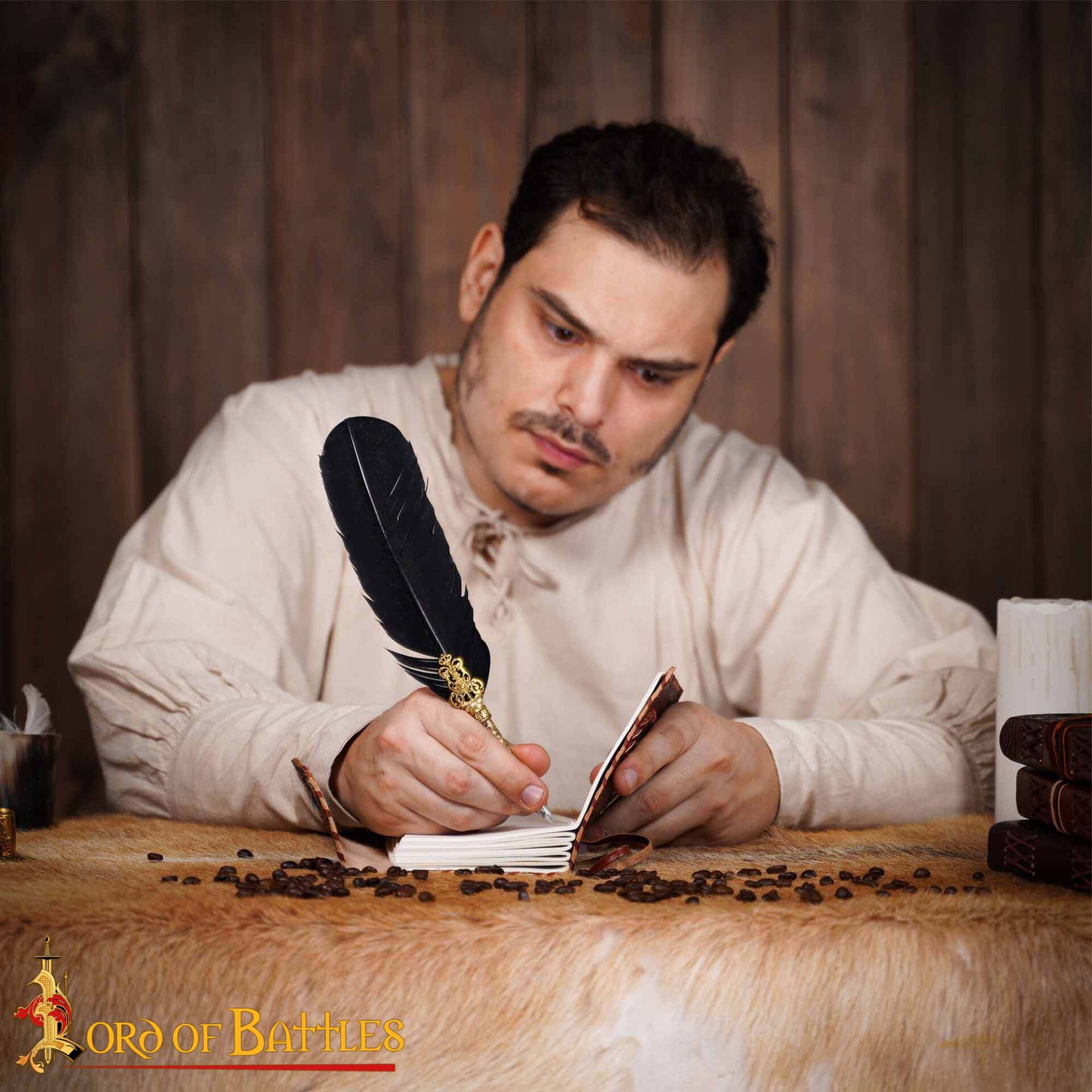 Medieval Leather Journal – Handmade Genuine Leather Diary with Embedded Stone & Handmade Paper, Vintage Notebook for Writing, Calligraphy & Gifting Medieval Leather Journal