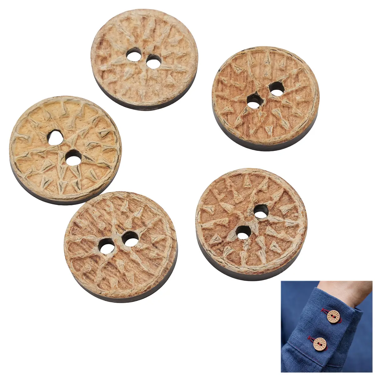 19141-5pcs-Featured-1 Medieval Horn Buttons Set of 5 Handcrafted Genuine Buffalo Horn