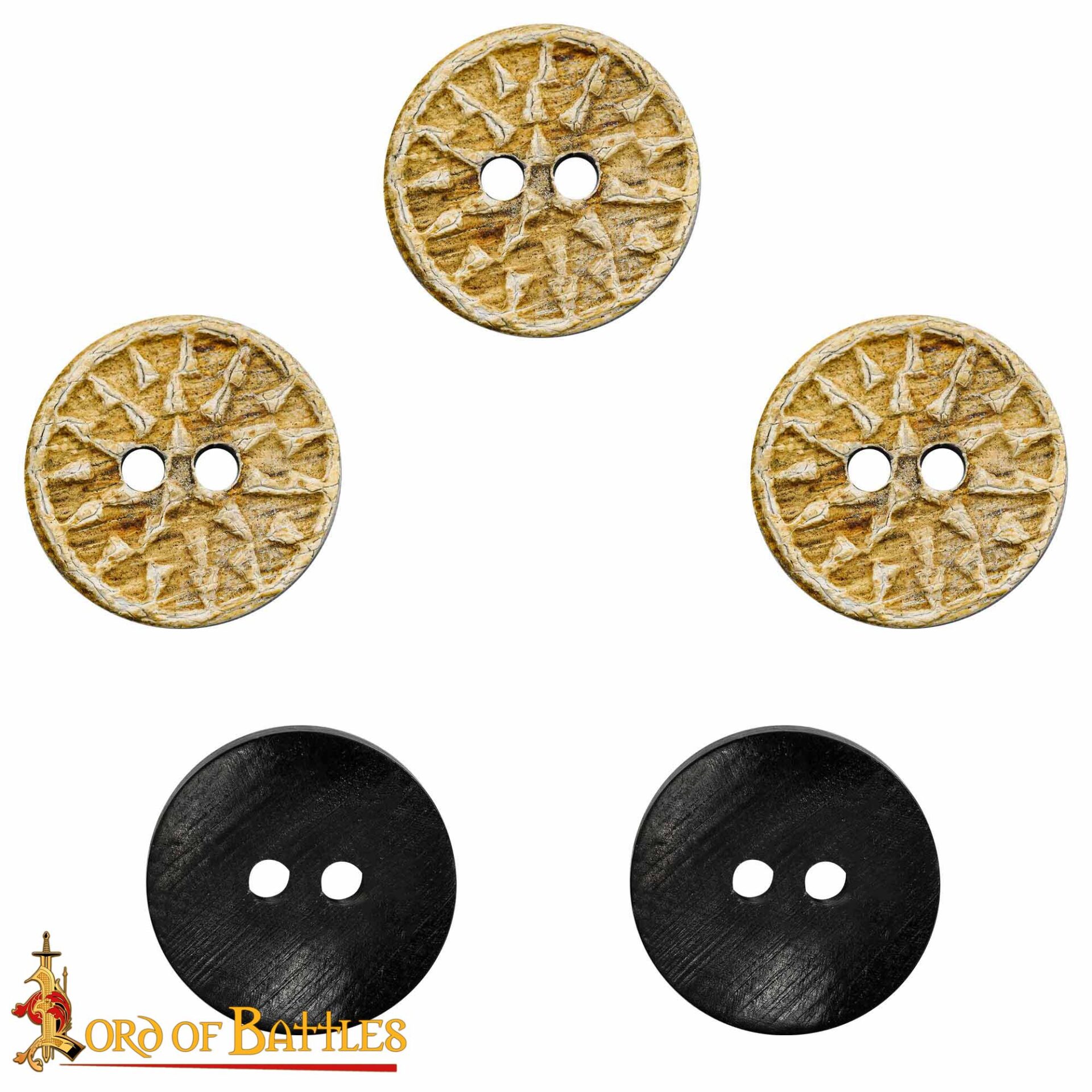 19141-5pcs_ (2) Medieval Horn Buttons Set of 5 Handcrafted Genuine Buffalo Horn