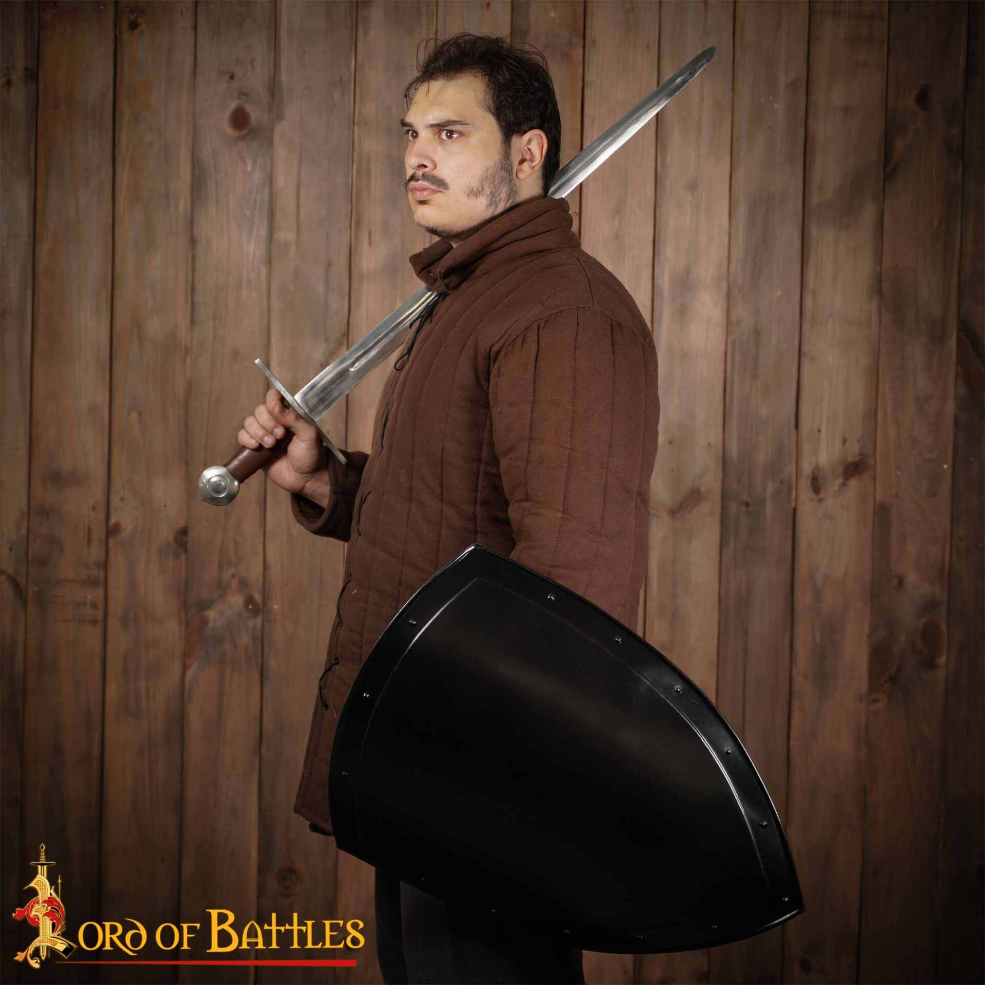 13th Century Medieval Steel Heater Shield Combat Buckler-60913BK 1 Medieval Templar Heater Shield