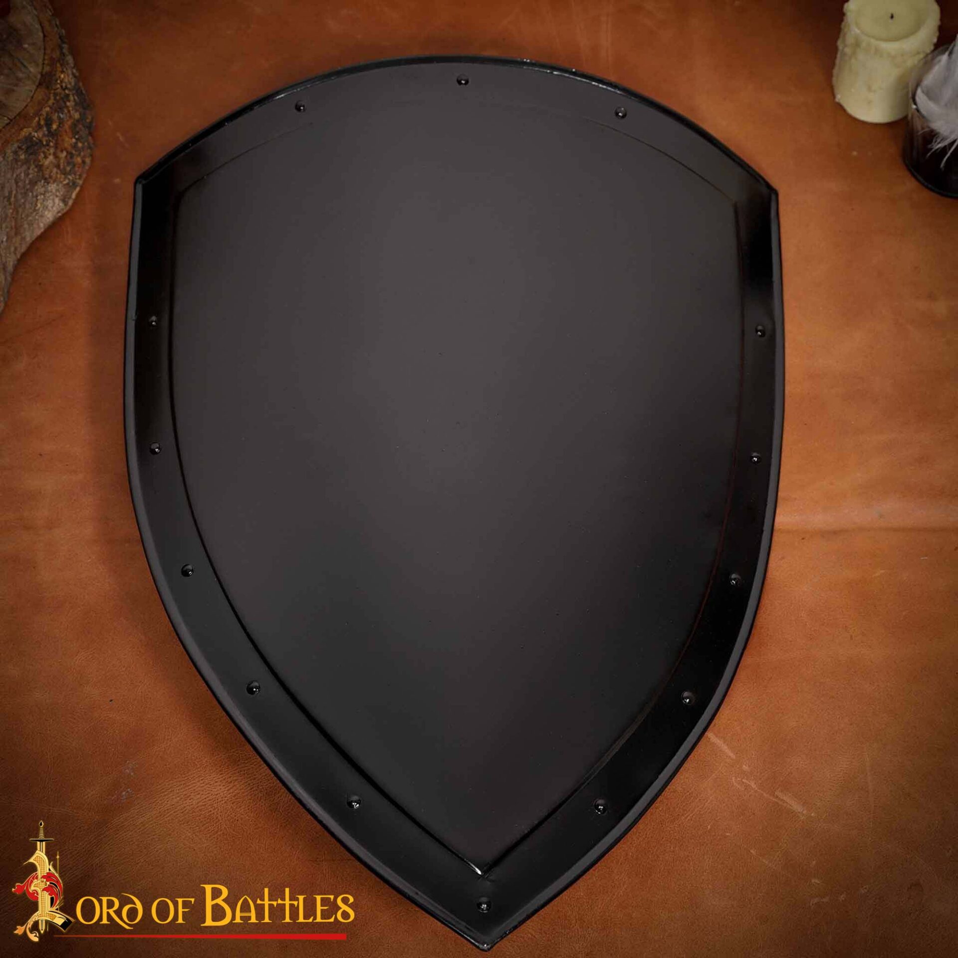 13th Century Medieval Steel Heater Shield Combat Buckler-60913BK Medieval Templar Heater Shield