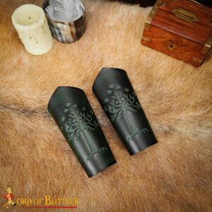 Genuine Leather Bracers with Embossed Tree of Gondor Motif