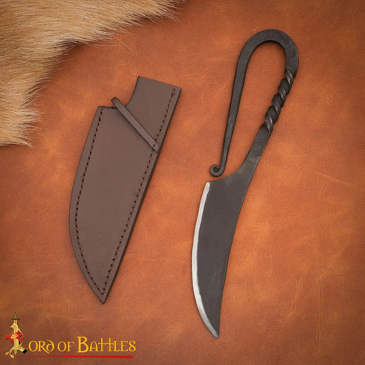 Viking Sax Knife with Leather Sheath - Image 2