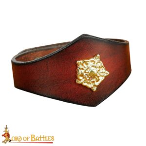 Handcrafted Leather Wrist Band with Tudor Rose Adornment