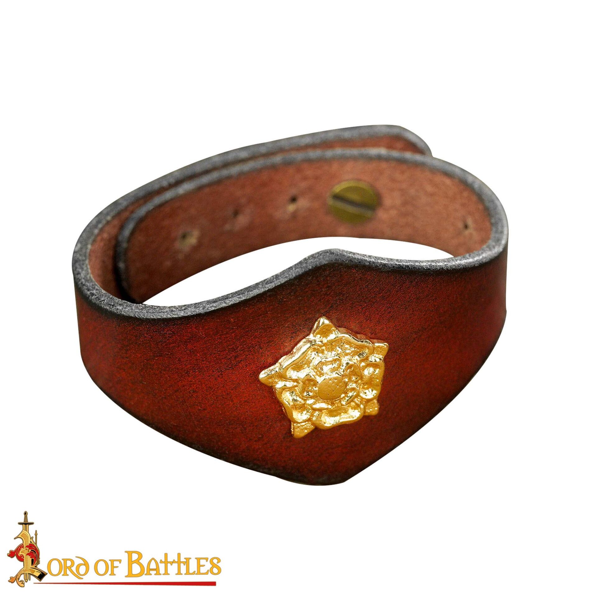 Handcrafted Leather Wrist Band with Tudor Rose Adornment