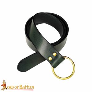 Handcrafted Fantasy Leather Belt with Pure Brass Ring Buckle
