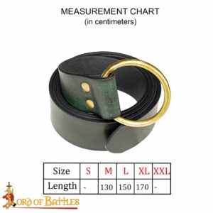 Handcrafted Fantasy Leather Belt with Pure Brass Ring Buckle