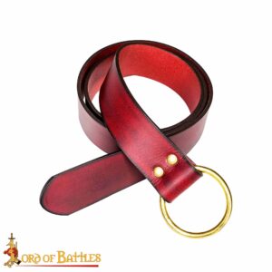 Handcrafted Fantasy Leather Belt with Pure Brass Ring Buckle
