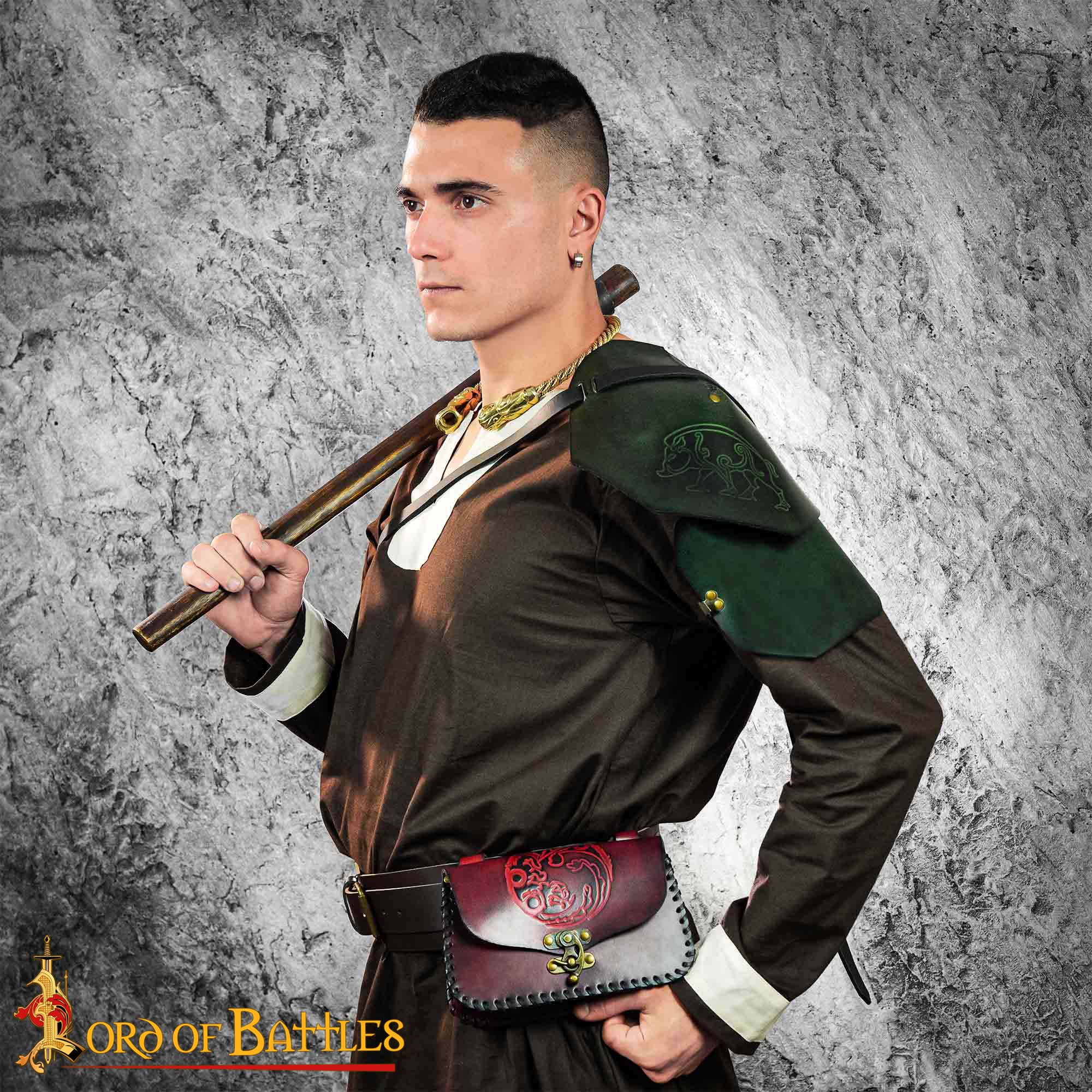 26075GR_6 Leather Pauldrons