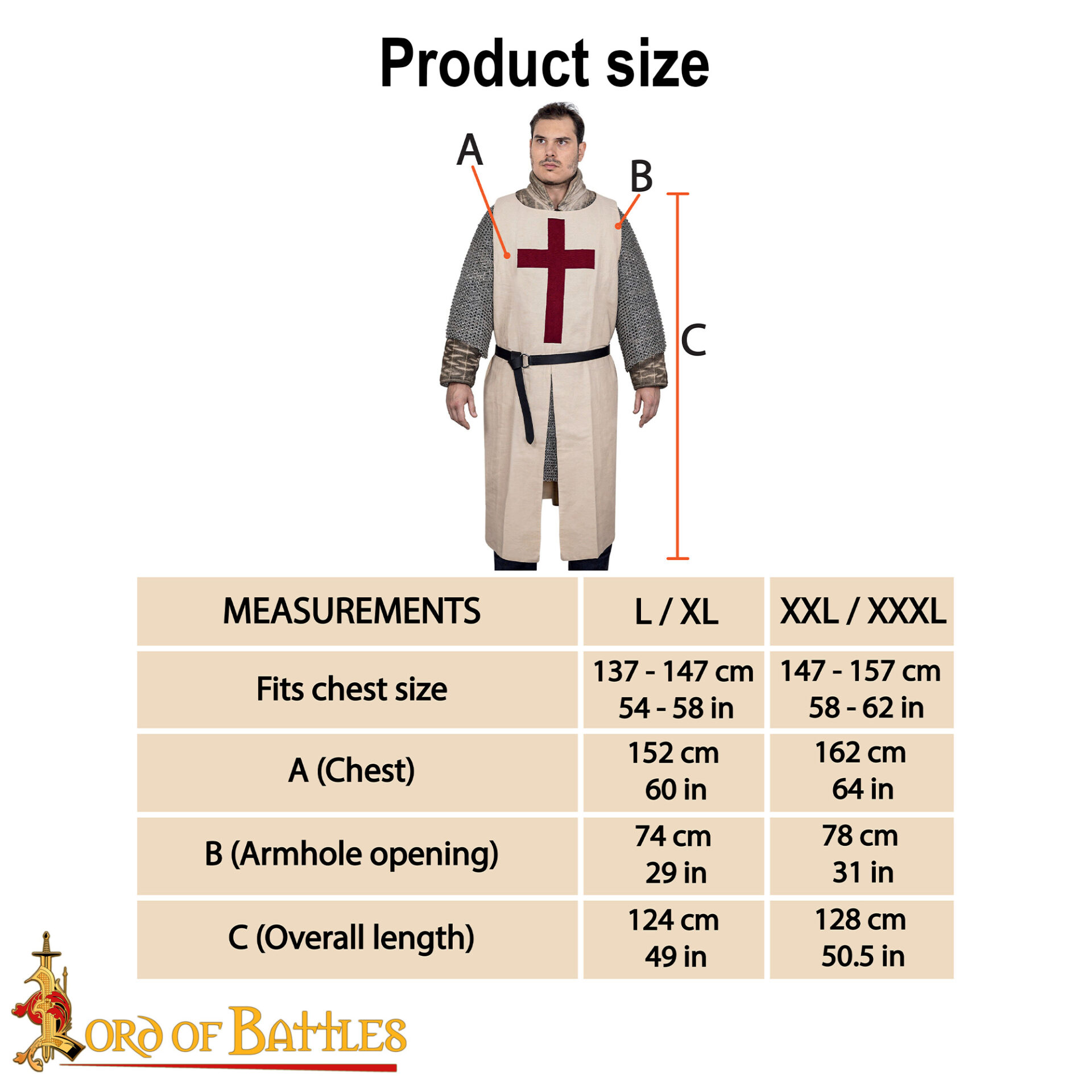Medieval Crusader Knight Canvas Cotton Tabard-60287 2 Crusader Surcoat