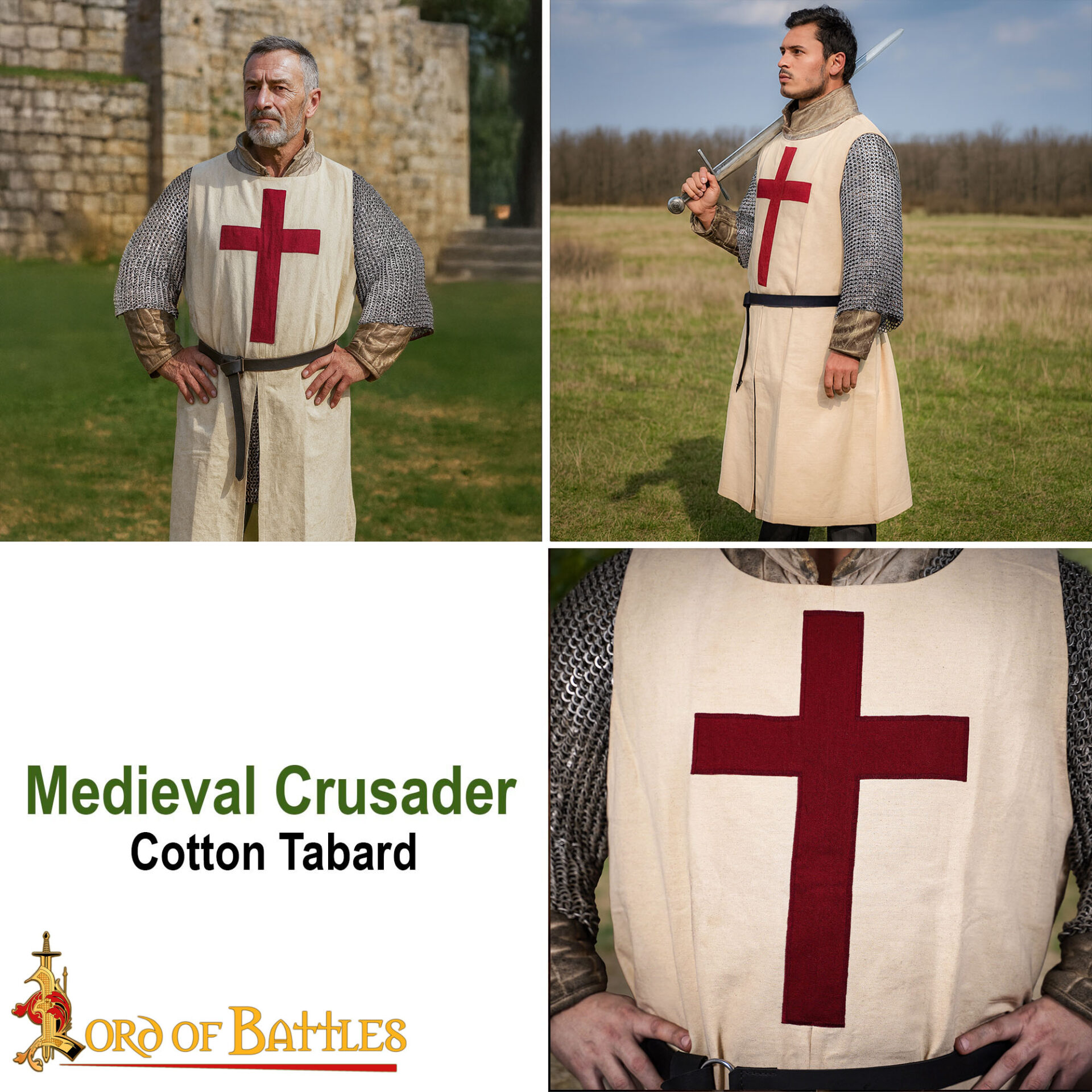 Medieval Crusader Knight Canvas Cotton Tabard-60287 6 Crusader Surcoat