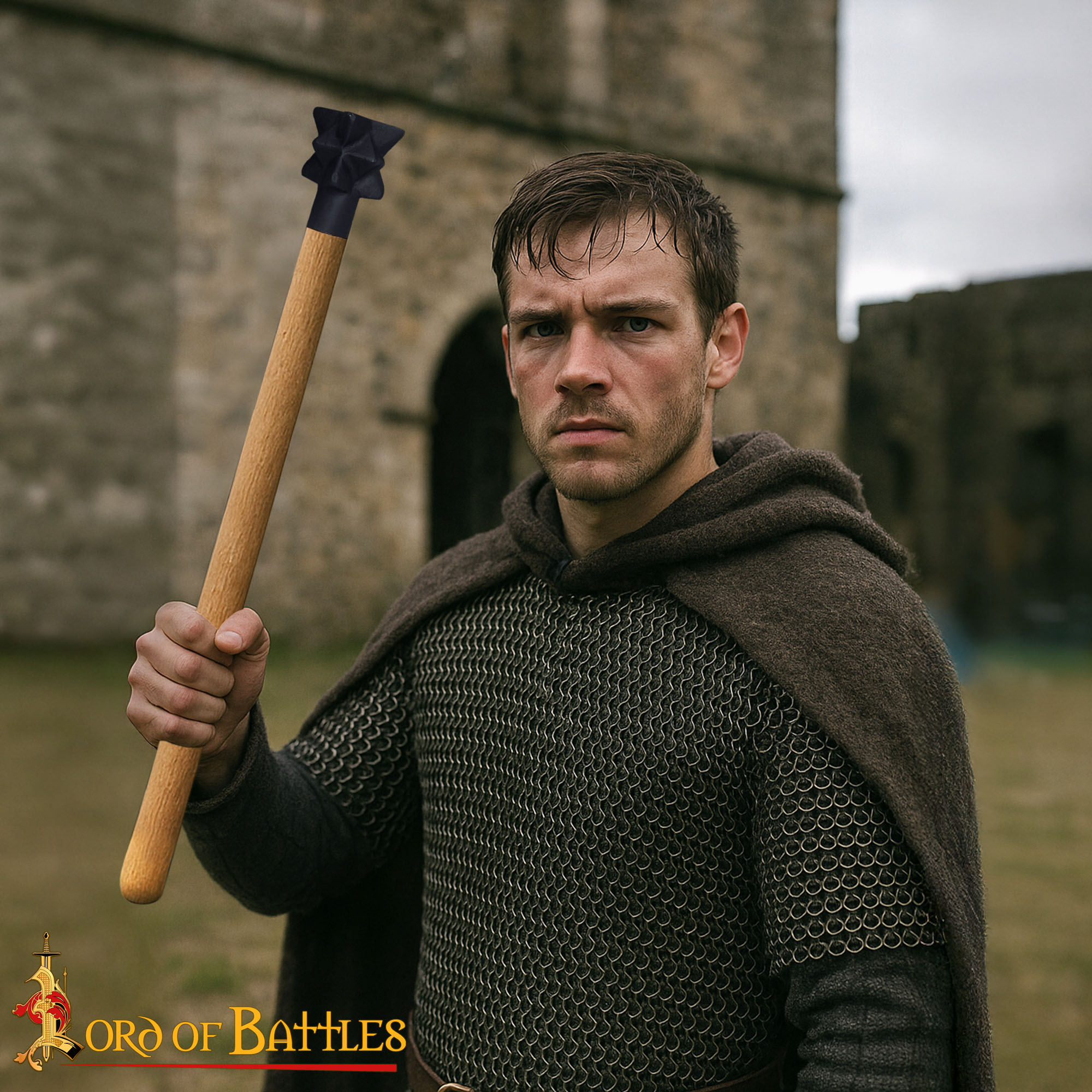 Medieval Spiked Iron Mace-60699-Ash Spiked Iron Mace