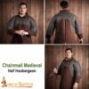 13th Century Medieval Chainmail Half Haubergeon Mild Steel Flat Ring Dome Riveted (Alt) 9mm17g-1930N 5 half Haubergeon