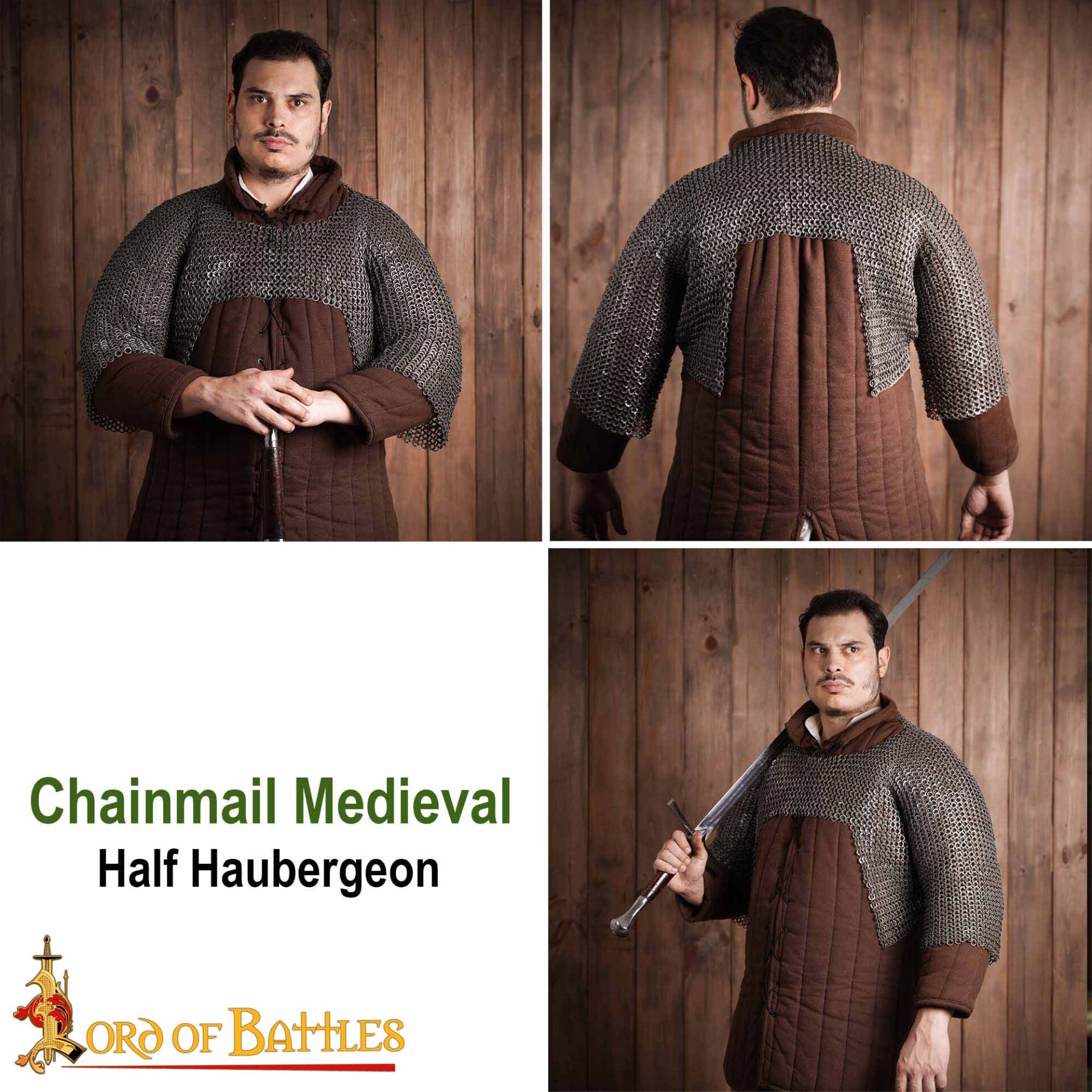 13th Century Medieval Chainmail Half Haubergeon Mild Steel Flat Ring Dome Riveted (Alt) 9mm17g-1930N 5 half Haubergeon