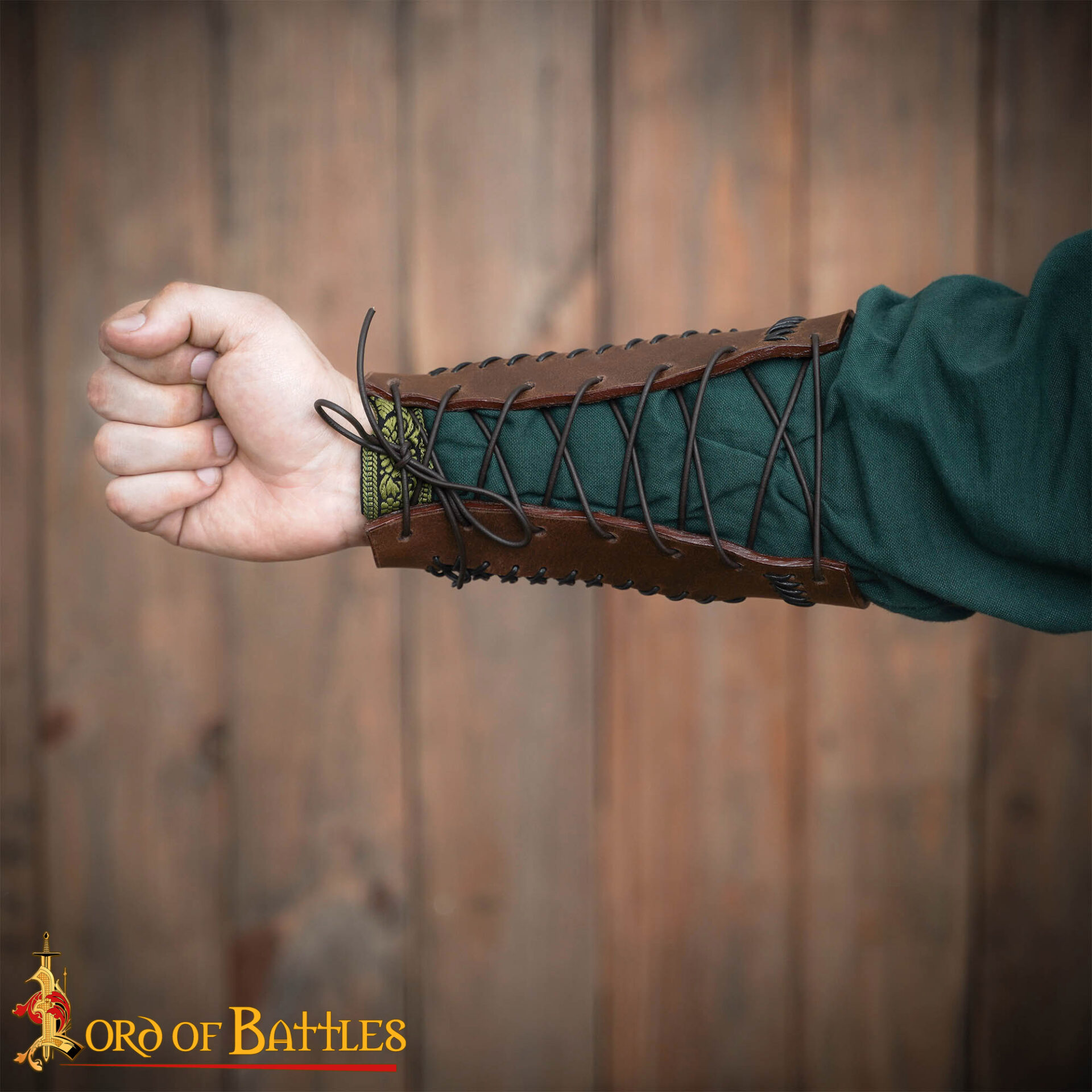 Monster Hunting Leather Bracers with Stitched Design & Blackened Chainmail – Medieval Fantasy Armor monster hunting leather bracers