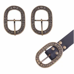 Floral Antique Brass Belt Buckle Set, 3 Set