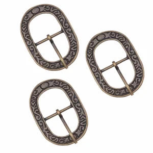 Floral Antique Brass Belt Buckle Set, 3 Set
