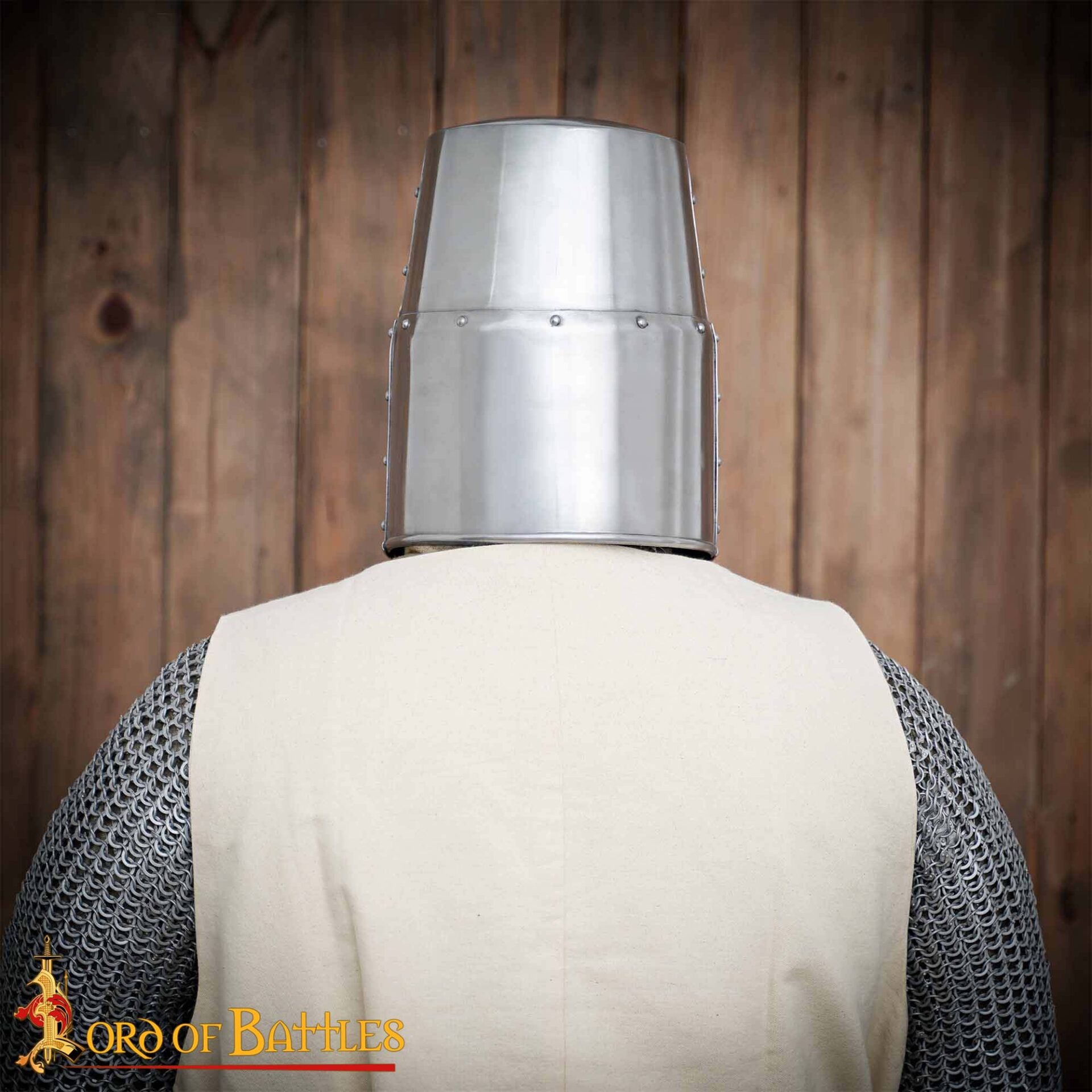 Crusader Great Helm – 13th Century Steel Helmet with Brass Cross-2286PL 6 Crusader Great Helmet