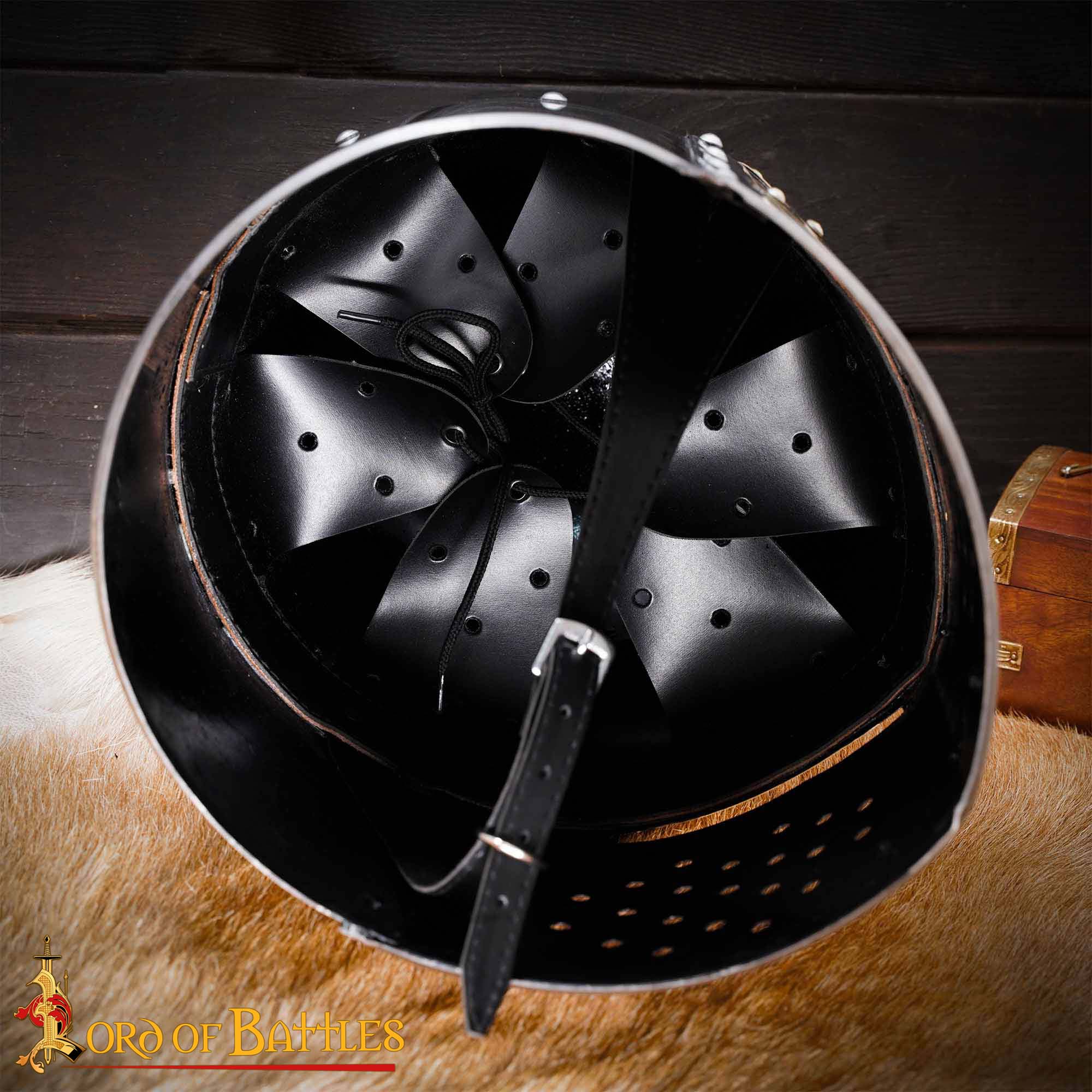 Crusader Great Helm – 13th Century Steel Helmet with Brass Cross-2286PL 7 Crusader Great Helmet