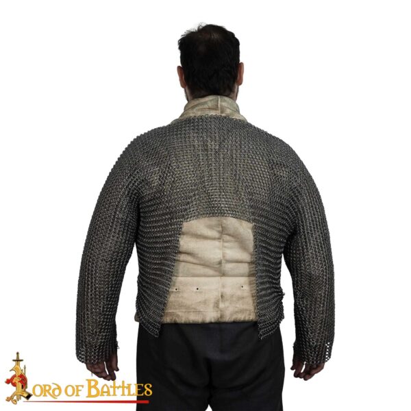 Medieval Chainmail Hauberk Shirt - Mild Steel 10mm Butted Rings, Full Sleeve For Reenactment & Cosplay (XL, XXL)