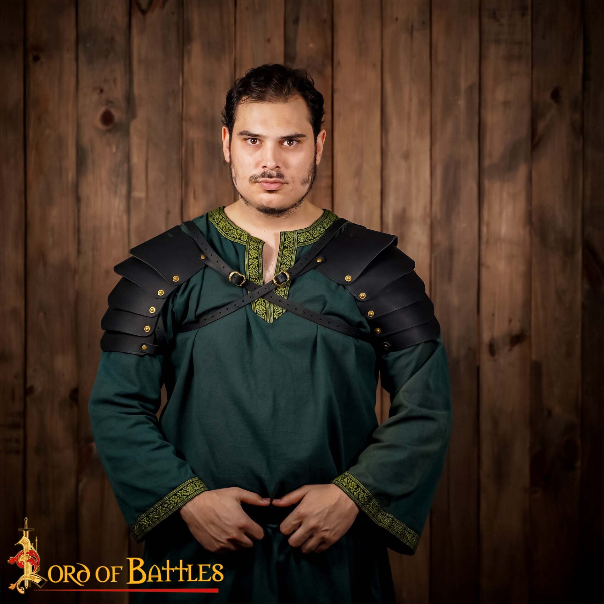 Medieval Leather Tassets with Brass Rivets – 14th Century Style Thigh Armor-25920BK 1 Viking Leather Pauldron