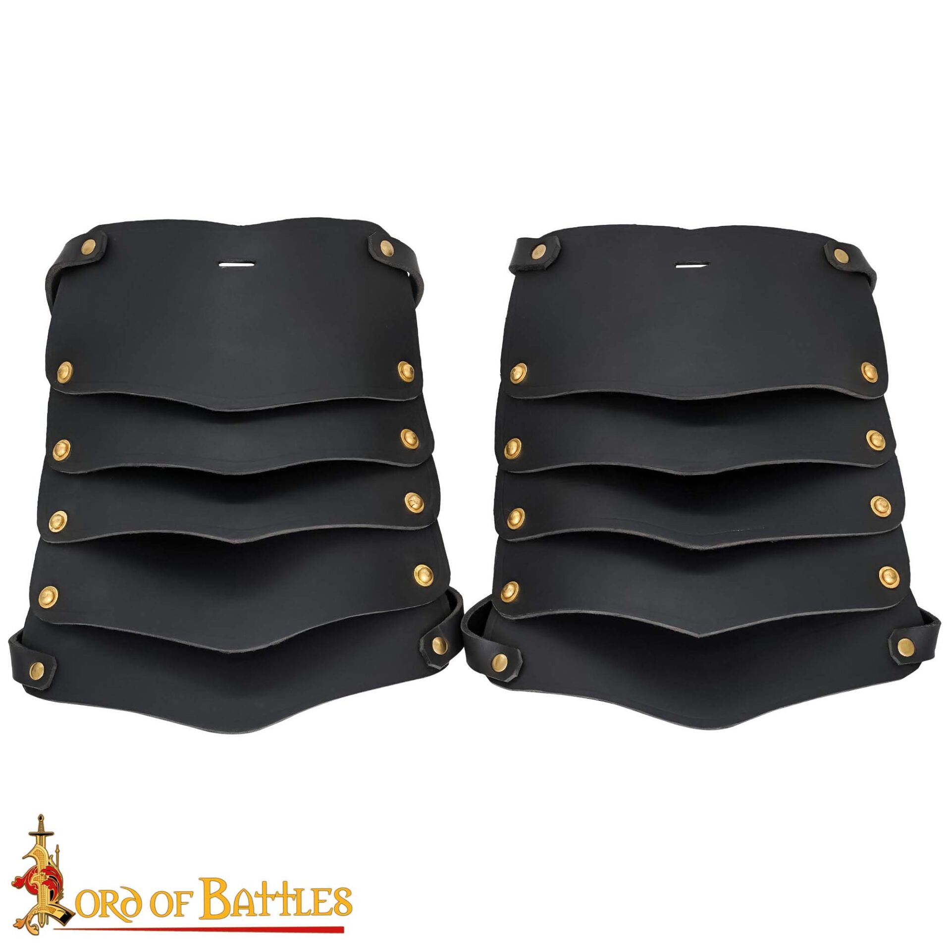 Medieval Leather Tassets with Brass Rivets – 14th Century Style Thigh Armor-25920BK 3 Viking Leather Pauldron