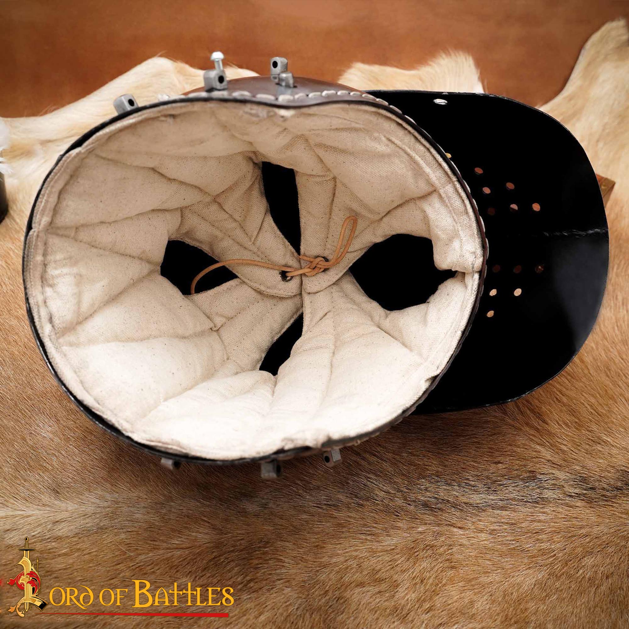 14-Gauge Steel Medieval Bascinet Helmet, 14th Century Knight Armor with Hinged Visor and Padded Liner - 25426P 4 Bascinet Helmet