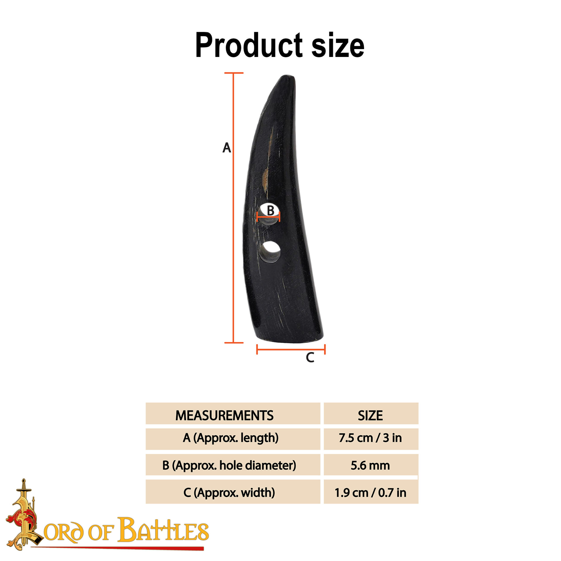 Viking Medieval Ox Horn Toggles, Set of 5 Handcrafted Natural Horn Fasteners Viking Medieval Ox Horn Toggles