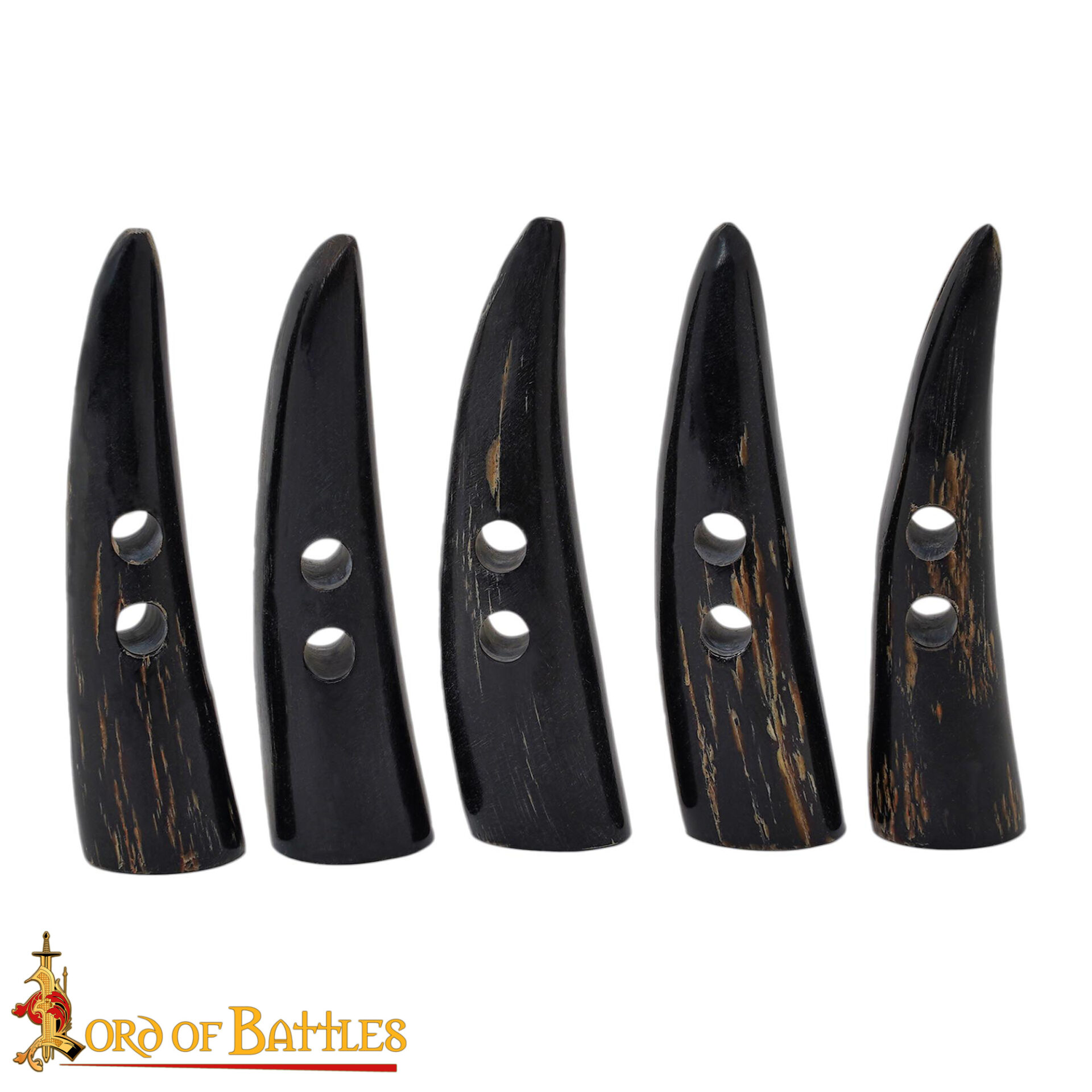 Viking Medieval Ox Horn Toggles, Set of 5 Handcrafted Natural Horn Fasteners Viking Medieval Ox Horn Toggles