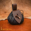 14th Century Medieval Leather Drawstring Belt Pouch with Horn Toggle Closure – Historical Coin and Accessory Bag for Reenactment and LARP-25843CBR 1 Medieval Handcrafted Leather Belt Pouch