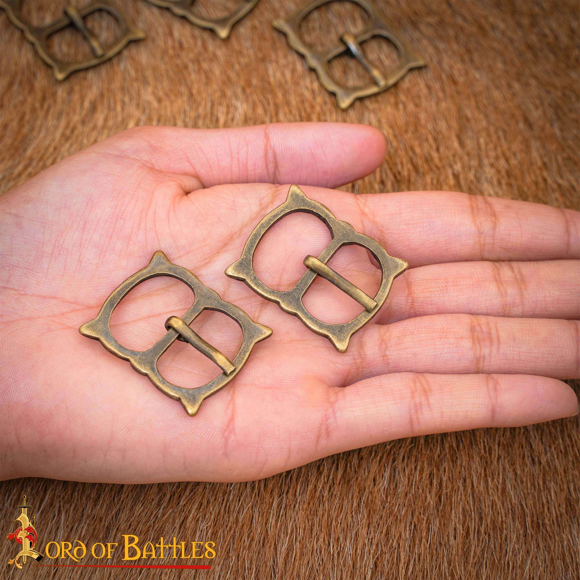 14th Century Solid Anitque Brass Belt Buckles (Set of 5) – Medieval Leathercraft Fittings-8904A-5pcs 5