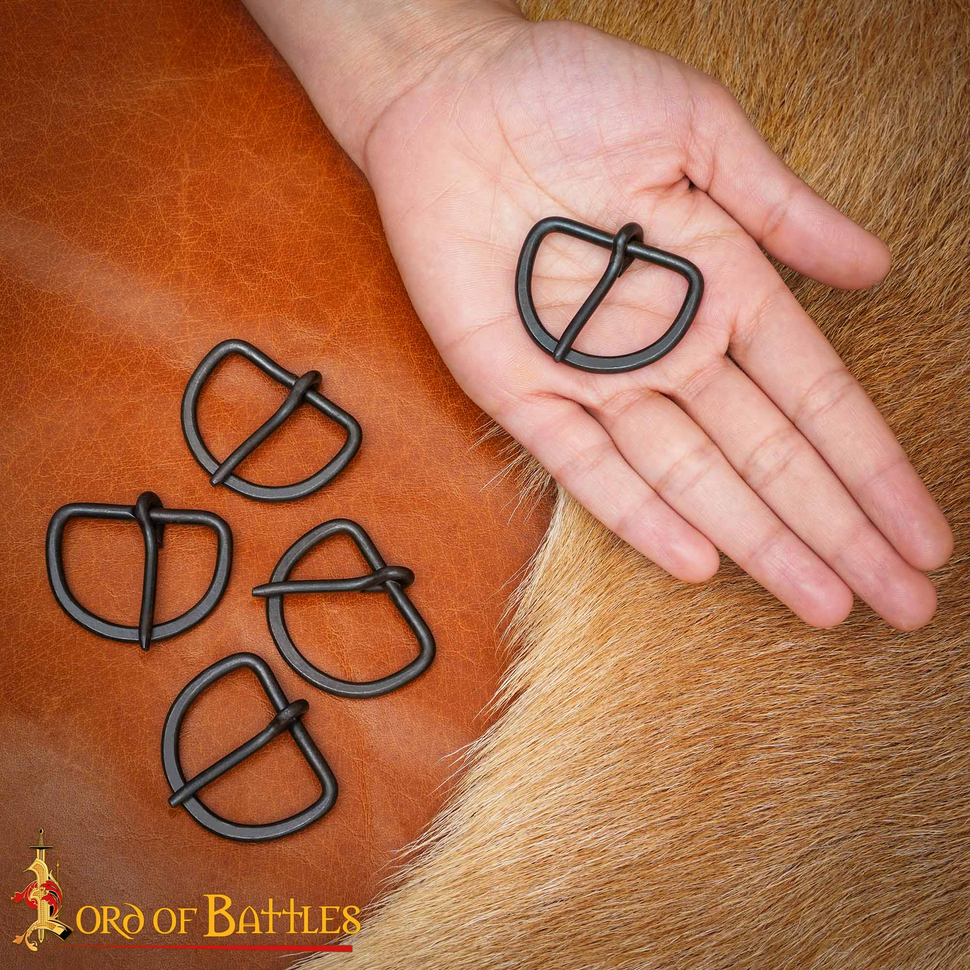 14th Century Wrought Iron Buckle Loops-8908M-5pcs 4 iron Hand Forged Buckle