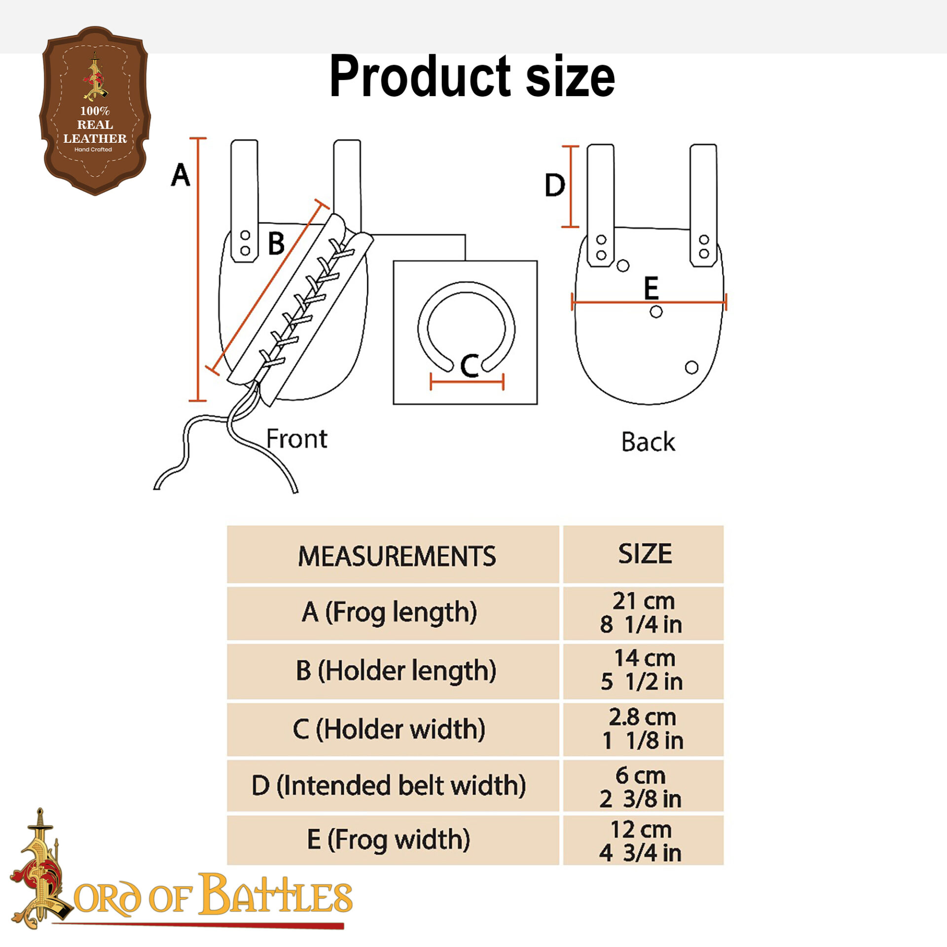 15th Century Medieval Leather Frog – Medieval Sword & Dagger Holder-26198BK-RH 2