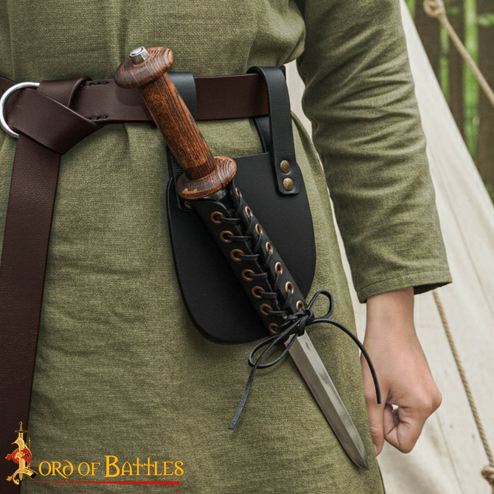 15th Century Medieval Leather Frog – Medieval Sword & Dagger Holder-26198BK-RH 4