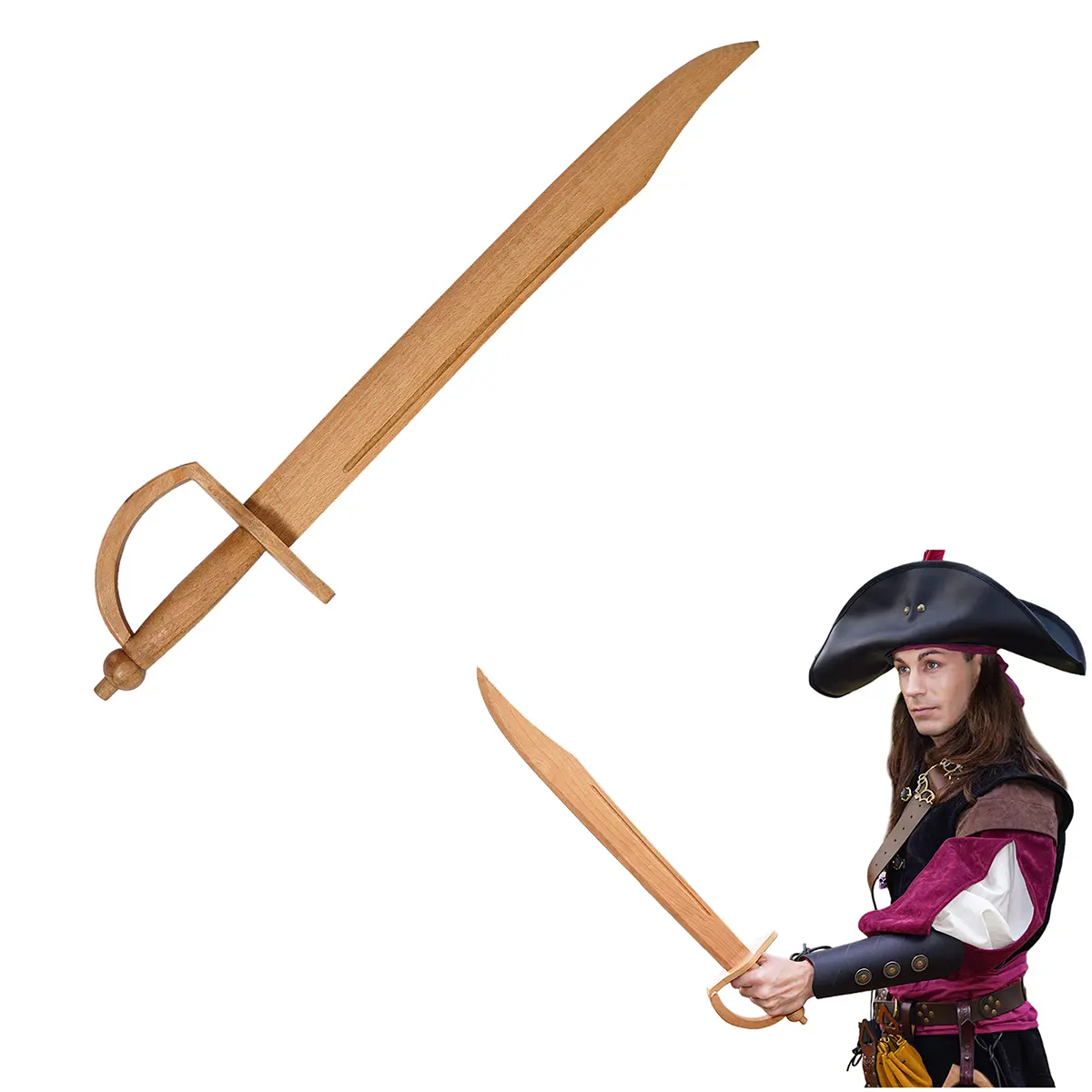 wooden pirate cutlass