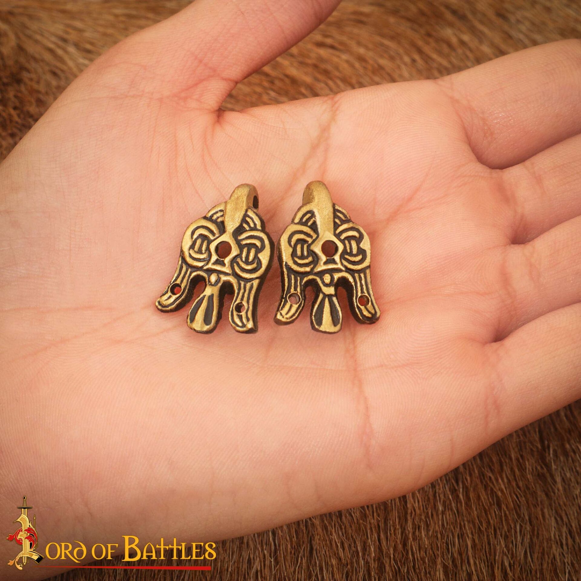 Antique Brass Viking Winingas Hooks – Norse Raven Design – Authentic Reenactment Accessories Hooks