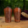 Celtic Spiral Leather Bracers-Genuine Leather Arm Guards with Embossed Design - 25906BR Celtic Spiral Leather Bracers