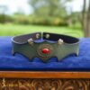 Medieval Leather Headband with Brass Accents and Red Cabochon - 26080GR Fantasy Leather Headband