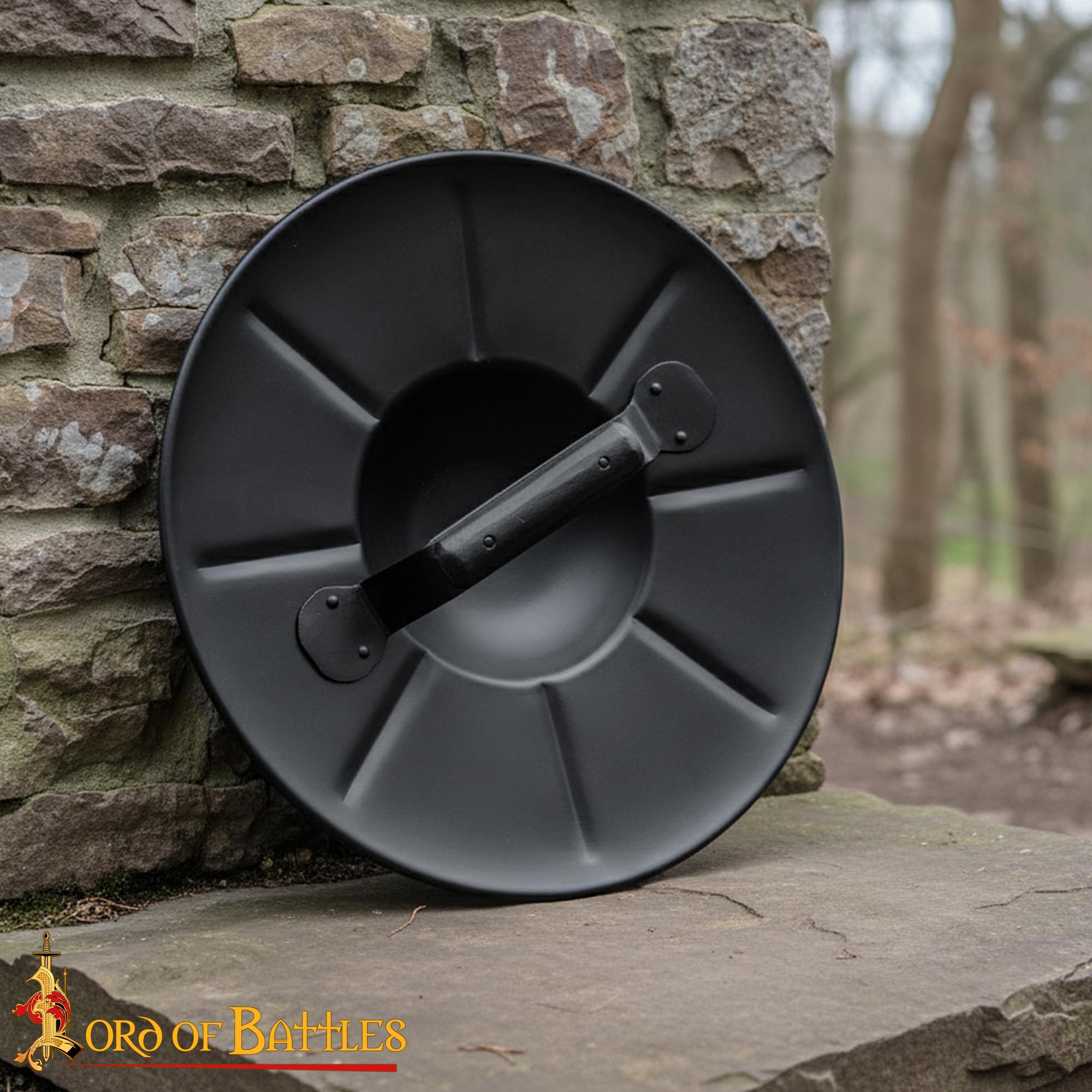 Medieval Round Fluted Buckler Fencing Steel Shield - 2131BK 4