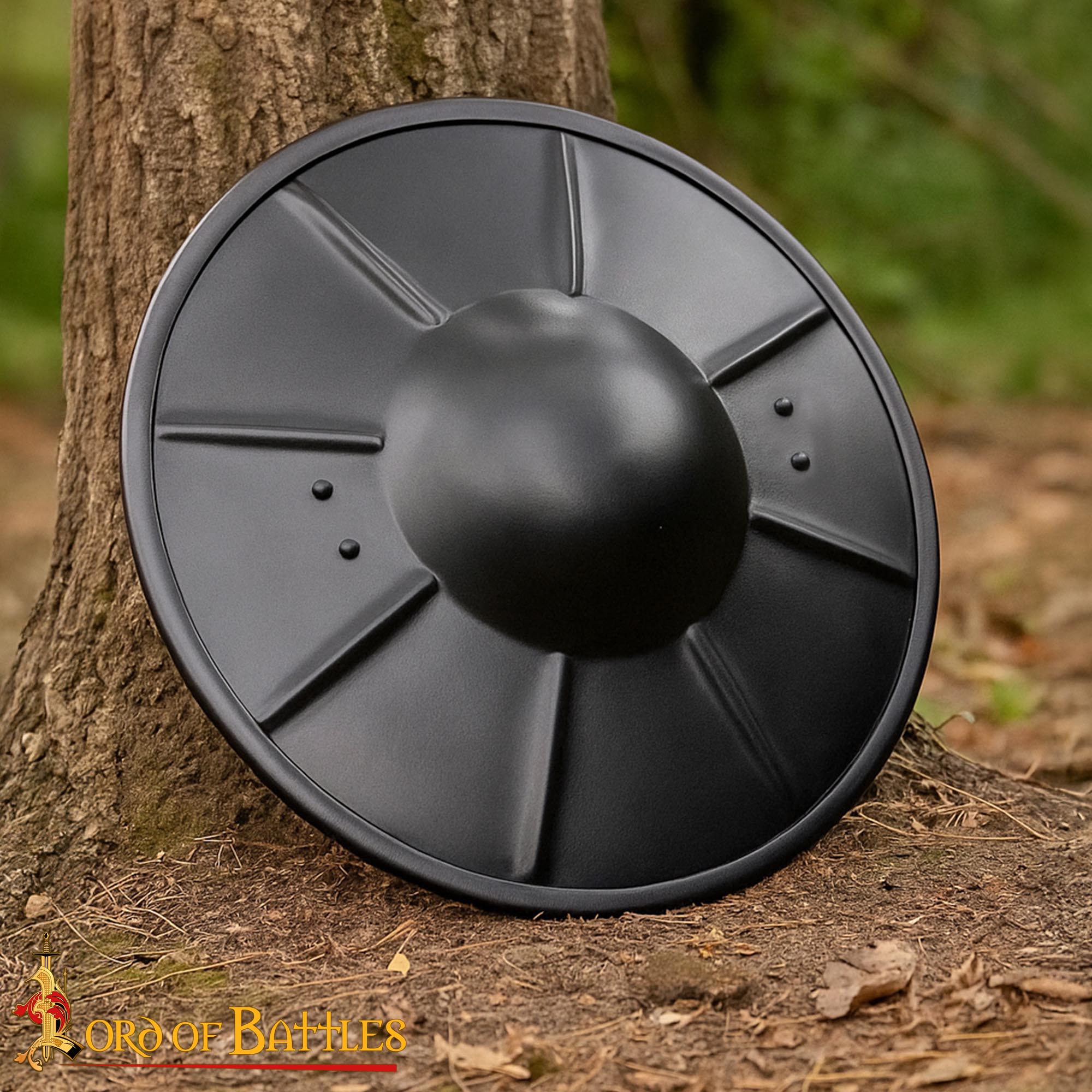 Medieval Round Fluted Buckler Fencing Steel Shield - 2131BK