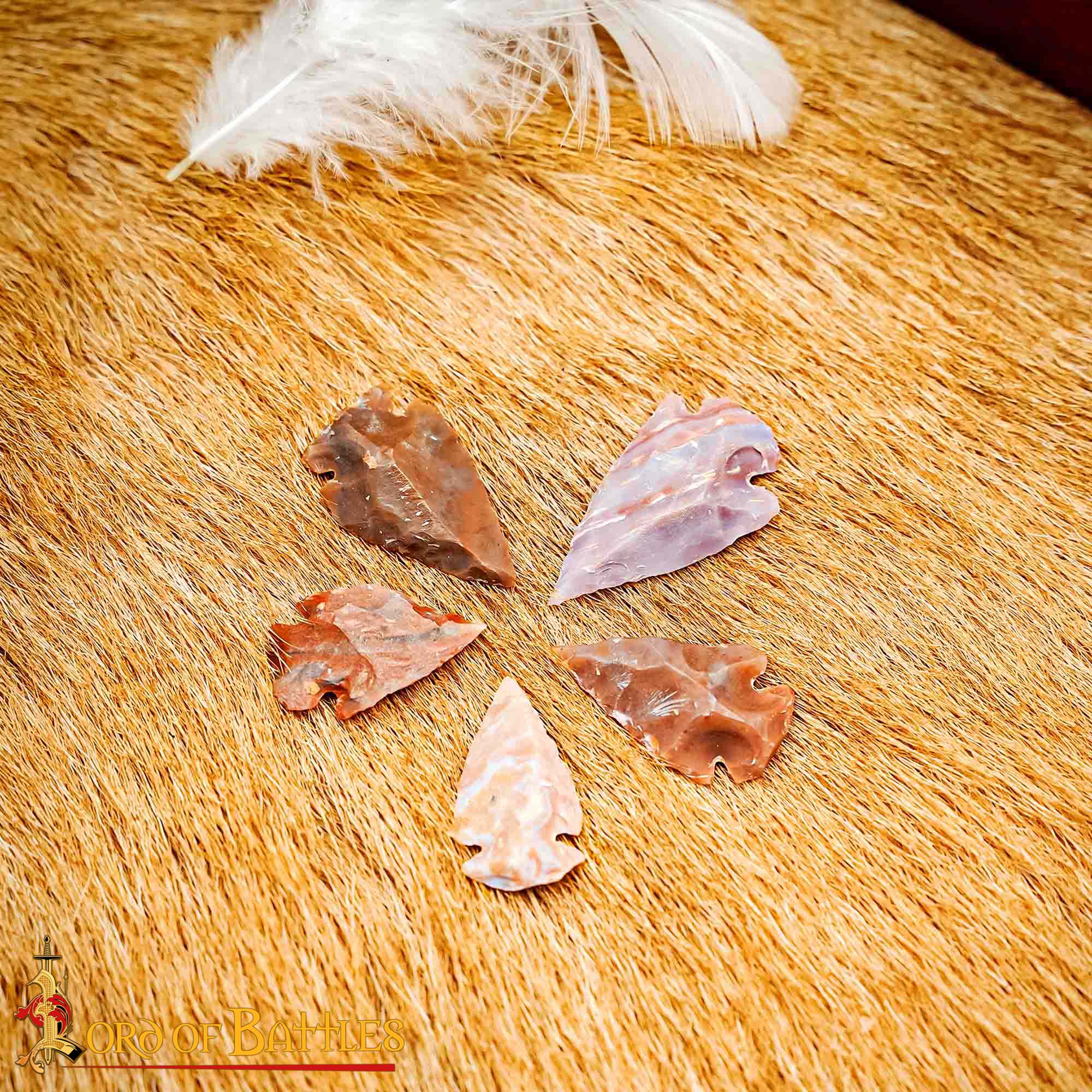 Prehistoric Flint Arrowheads – Neolithic Stone Age Spear & Arrow Tips-1207E-5pcs Flint Stone