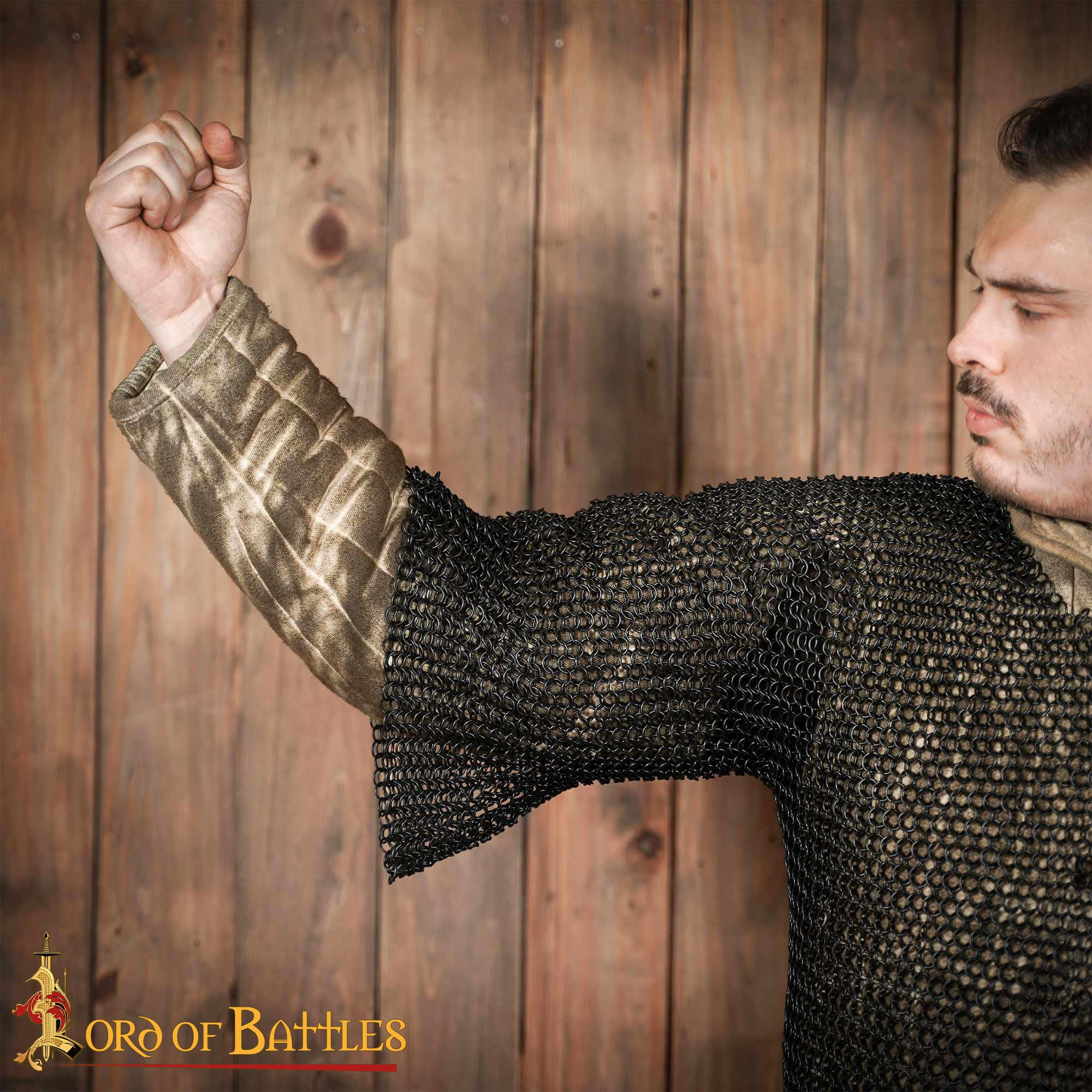 Round Ring Chainmail Medieval Haubergeon Half Sleeves-148BK 7 Haubergeon