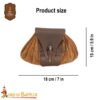 Rustic Suede Leather Belt Pouch Medieval Style with Genuine Horn Toggle Costume Accessory-25839CBR 2 Medieval Leather Belt Pouch