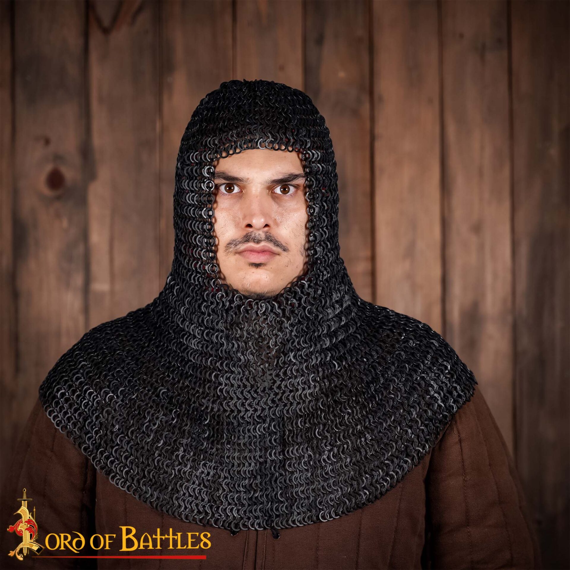 coif-flat-ring-wedge-riveted-mild-steel-9mm-17g-alt-380BK chainmail coif