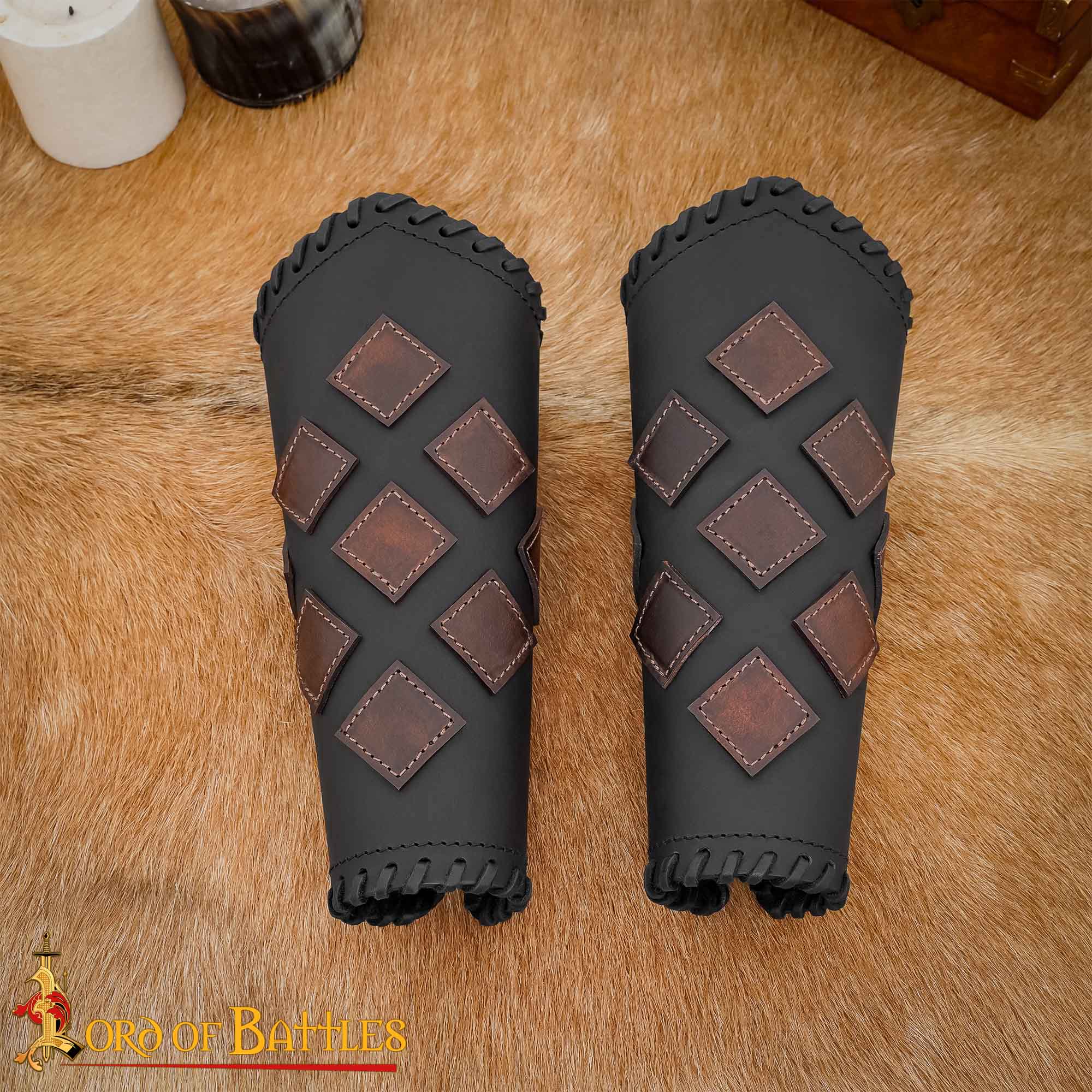 Fantasy Bracers Handcrafted Genuine Leathercraft for LARP and Cosplay