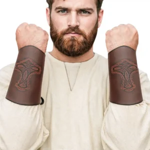 Mighty Mjolnir Genuine Leather Bracers