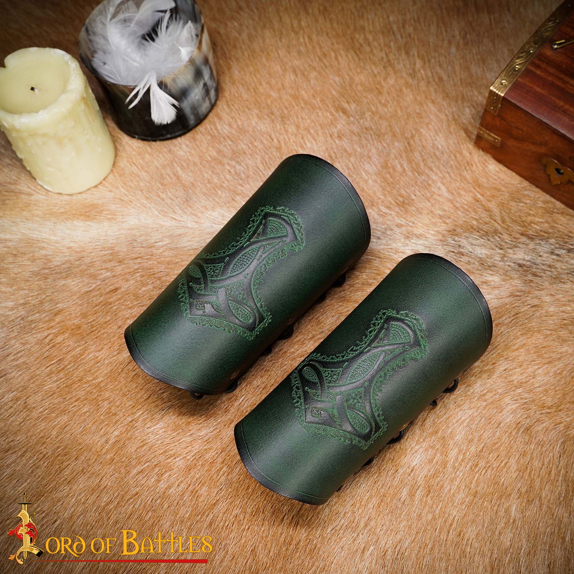 26089GR_5 Mjolnir Leather Bracers
