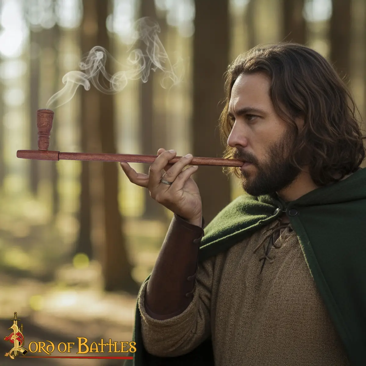 Medieval Engraved Vintage Tobacco Smoking Pipe, Detachable Clay Bowl - Image 7